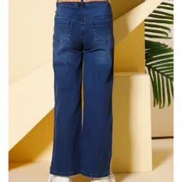 Peppermint Denim Woven Mild Washed Jeans With Belt - Navy Blue image 3