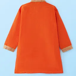 Ridokidz Full Sleeves Lace Embellished Coordinating Dhoti Kurta - Orange image 3