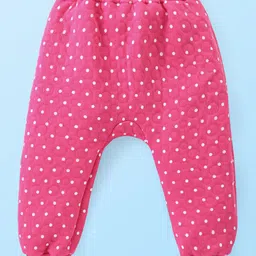 Babyhug Quilted Knit Full Sleeves Hooded Top & Bottom Set with Polka Dots Print & Applique - Pink image 4