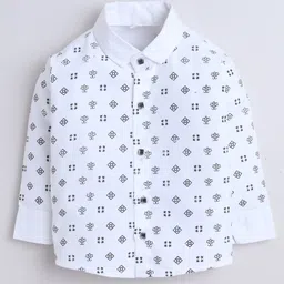 Fourfolds Cotton Blend Woven Full Sleeves Abstract Motifs Printed Shirt Trousers & Waistcoat With Attached Blazer & Bow - Black image 5