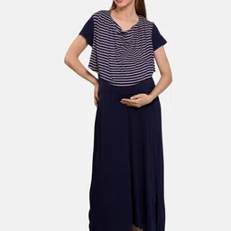 MINI KLUB Striped A-line Maternity Maxi Dress image 1