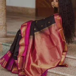 CaniBani Ethnic Motifs Zari Silk Blend Banarasi Saree image 2