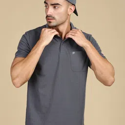 LUX PARKER Men Pack of 2 Anti Odour Solid Polo Collar Cotton T-shirts image 3