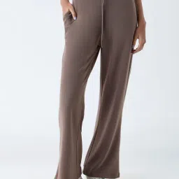 studiofit women Studiofit by Westside Brown Solid High-Rise Track Pants-picture-17