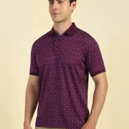 Allen Solly Purple Cotton Regular Fit Printed Polo T-Shirt image 3