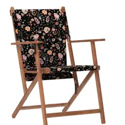 Chumbak Bistro Palampore Floral Grey Wood Folding Chair image 3