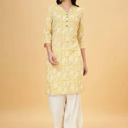 Rangmanch by Pantaloons Yellow Printed Straight Kurta-picture-48