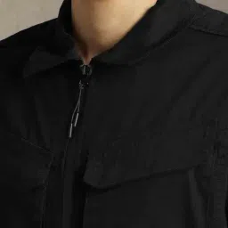 Louis Philippe Black Cotton Regular Fit Jacket image 5