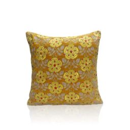 Home4U Aboli Yellow Cotton Velvet Cushion Cover - Set of 1-picture-20