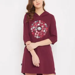 Clovia Maroon Printed Nightdress-picture-36
