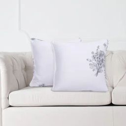 SWAYAM Set of 2 Printed 240 TC Pure Cotton Grey,White Floral Cushion Cover-image-104