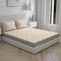 Living Scapes by Pantaloons Multicoloured King Flat Bedsheet Set image 2