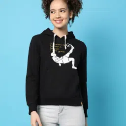 Campus Sutra Black Cotton Graphic Print Hoodie-picture-17