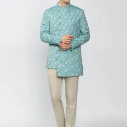 Peter England Blue Slim Fit Printed Two Piece Suit-picture-30