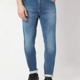 Spykar Blue Cotton Blend Slim Solid Jeans-picture-41