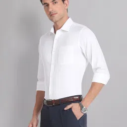 AD by Arvind White Regular Fit Textured Shirt image 3
