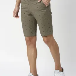 Dragon Hill Olive Green Slim Fit Printed Shorts image 3