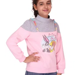 Cutecumber Kids Pink & Grey PrintedSweatshirt image 3