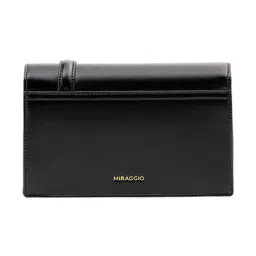 Miraggio Hazel Black Textured Small Leather Clutch image 2