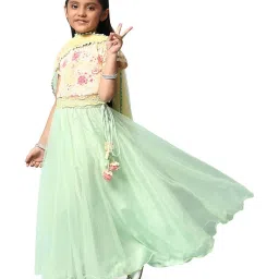 BIBA Girls Yellow & Green Floral Print Lehenga Set image 3