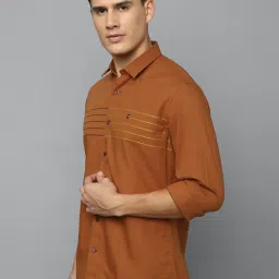 Louis Philippe Sport Orange Slim Fit Striped Cotton Shirt image 3