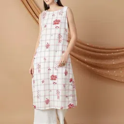 Melange by Lifestyle White Cotton Printed Kurta-image-68