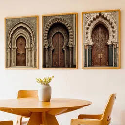 WALLLANE Brown 3 Pieces Hallway Rectangle Portrait Wooden Wall Arts 17" x 13"-picture-23