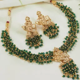 House of Pataudi Gold-Plated Beaded Radha Krishna Jewellery Set-picture-37