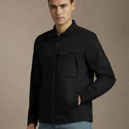 Louis Philippe Black Cotton Regular Fit Jacket image 3