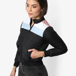 Campus Sutra Black Regular Fit Bomber Jacket image 3