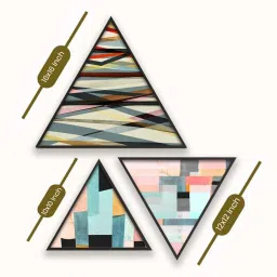 Art Street Triangle Canvas Wave Painting Stretched On Wooden Wall Art - Set of 3 image 3