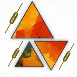 Art Street Triangle Canvas Wave Painting Stretched On Wooden Wall Art - Set of 3 image 3