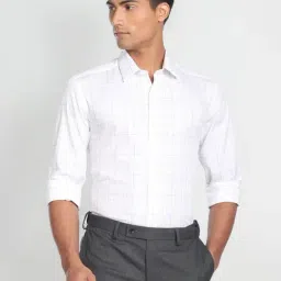 Arrow New York White Cotton Slim Fit Checks Shirt-picture-27