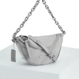 Forever Glam by Pantaloons Grey Quilted Medium Hobo Shoulder Bag-image-23