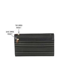 Baggit Black Striped Tri-Fold Wallet for Women image 3