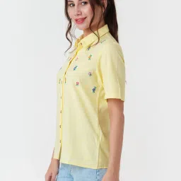Zink London Light Yellow Embroidered Shirt image 3