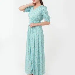 Zink London Light Blue Printed Maxi Dress image 3