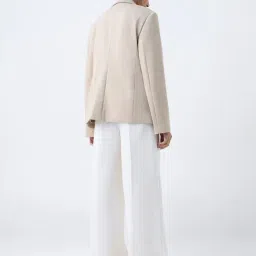 Wardrobe by Westside Beige Solid Blazer image 2