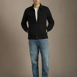 Louis Philippe Black Cotton Regular Fit Jacket image 4