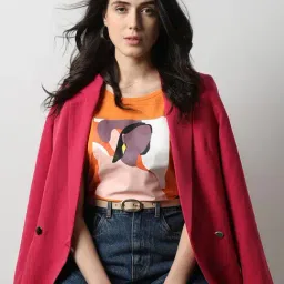 Vero Moda Orange Cotton Printed T-Shirt-image-31