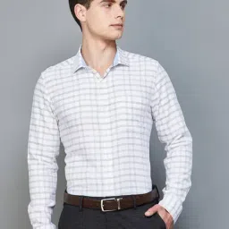Code by Lifestyle Beige Cotton Regular Fit Checks Shirt-picture-16