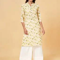 Rangmanch by Pantaloons Yellow Floral Print Straight Kurta-image-98