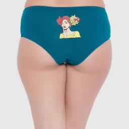 Clovia Teal Graphic Print Panty image 2