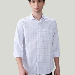Raymond Blue Pure Cotton Slim Fit Checks Shirt-image-52