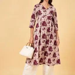 Rangmanch by Pantaloons Purple Floral Print A Line Kurta image 4