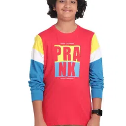 Indian Terrain Kids Red & Blue Cotton Printed Full Sleeves T-Shirt-image-60