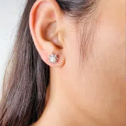 Arte Jewels 925 Sterling Silver CZ Stone Pearls Stud Earrings for Women-picture-22