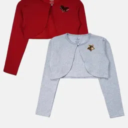 Kiddopanti Red & Grey Melange Regular Shrugs2 Shrug-picture-44