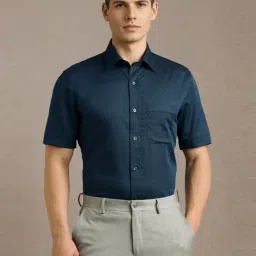 Louis Philippe Navy Cotton Regular Fit Printed Shirt-picture-37