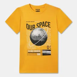 R&B Kids Mustard Graphic Print Short Sleeves Relaxed Fit T-Shirt-picture-16